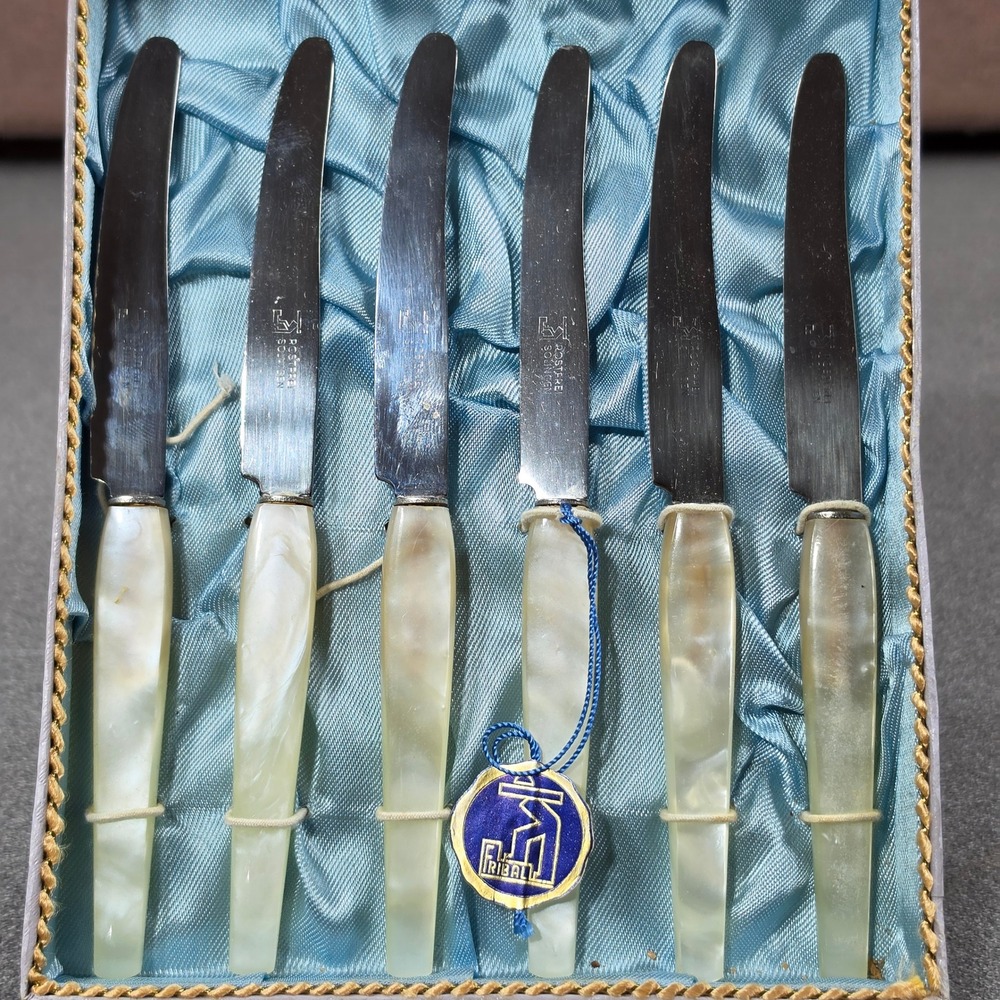 Riball Mother of Pearl Rostfrei Solingen‎ Vintage Fruit Knives Set of 6